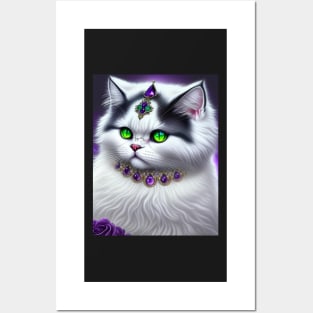 Gothic White Persian Beauty Cat Posters and Art